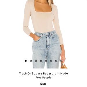 Free People Truth or Square Bodysuit in Nude